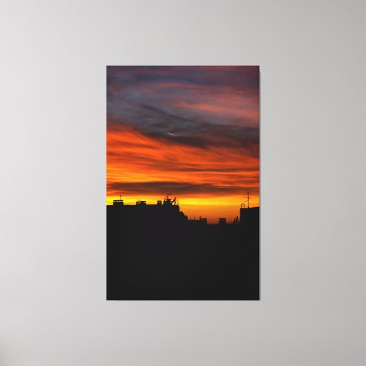 Rooftop-Uitzicht van de Servische Zonnetijd in Bel Canvas Afdruk (Voorkant)