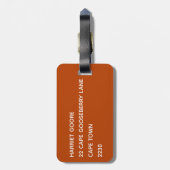 Rooibos rode bruine kleurnaam bagagelabel (Achterkant verticaal)