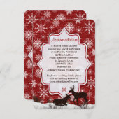 Rooie Boerenbont, Sneeuwvlokken, Herten Kerstdiner Kaart (Voorkant / Achterkant)