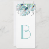 Rooien 20s Peacock Feathers Wedding Invitations Kaart (Achterkant)