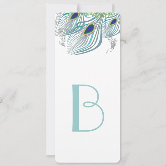 Rooien 20s Peacock Feathers Wedding Invitations Kaart (Achterkant)