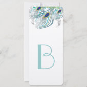 Rooien 20s Peacock Feathers Wedding Invitations Kaart (Achterkant)