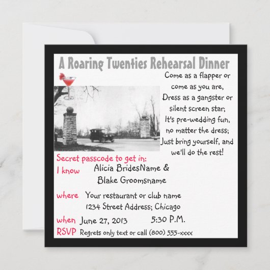 Rooien 20s repetitief diner kaart (Voorkant)