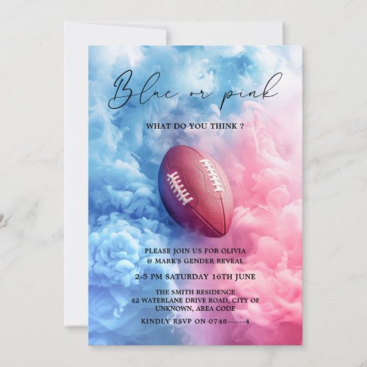 Rook Amerikaans Football Rugby Sport Gender Reveal Kaart (Voorkant)