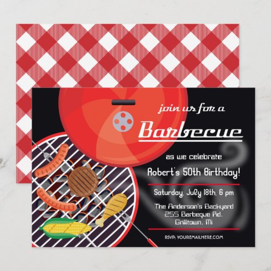 Rook BBQ Gril Feest Uitnodiging (Voorkant / Achterkant)