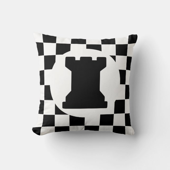 Rook Chess Piece - Pillow - Chess Thed Gift Kussen (Voorkant)