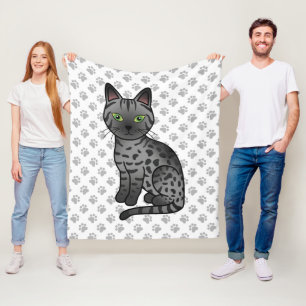 Rook Egyptische Mau Schattige Cartoon Kat & Pootje Fleece Deken
