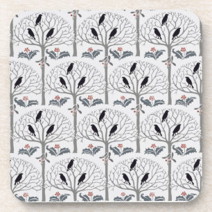 Rook- en Holly Pattern-kerstkurk Onderzetter set