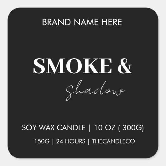 Rook- en schaduwkaars | Elegant zwart-wit Vierkante Sticker (Voorkant)