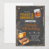 Rook en toast verjaardagsfeest Uitnodiging (Voorkant / Achterkant)