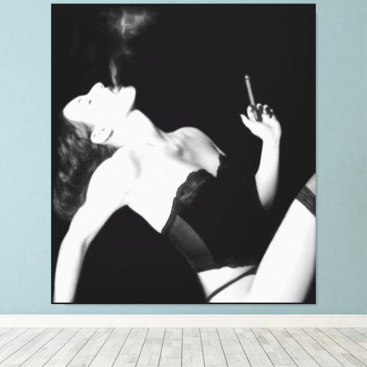 Rook en Verleiding - Zelfportret Canvas Afdruk (Insitu (Houten vloer))