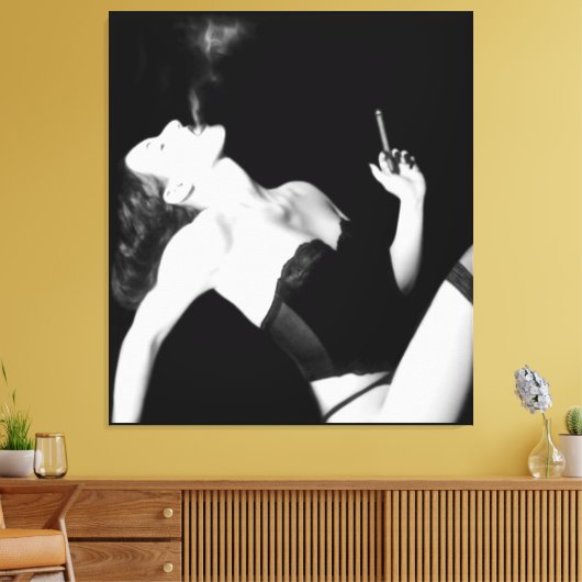 Rook en Verleiding - Zelfportret Canvas Afdruk (Insitu (Woonkamer))