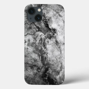Rook gestreepte zwarte witte marmeren steenafwerki iPhone 13 hoesje