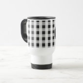 Rook Gray Gingham Pattern Gepersonaliseerd Monogra Reisbeker (Voorkant links)