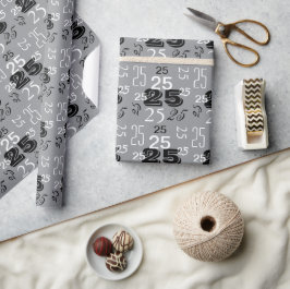 Rook Grijs Zwart Wit Nummers Gepersonaliseerd Cadeaupapier