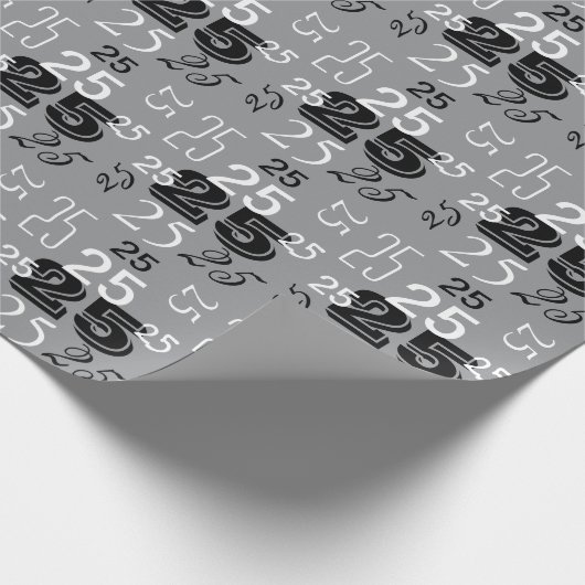 Rook Grijs Zwart Wit Nummers Gepersonaliseerd Cadeaupapier (Hoek)