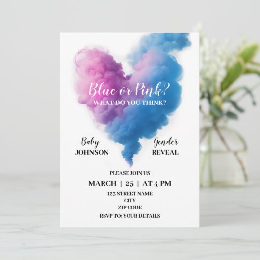 Rook Hart Geslacht onthullen Party Uitnodiging (Staand voorkant)