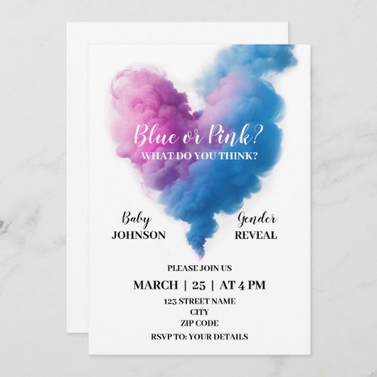 Rook Hart Geslacht onthullen Party Uitnodiging (Voorkant / Achterkant)