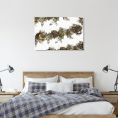 Rook in zwart grijs omhoog bewegend met gouden tin canvas afdruk (Insitu (Slaapkamer))
