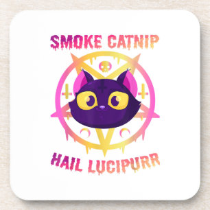 Rook Katnip Gegroet Lucipurr, Grappige Satanische Bier Onderzetter