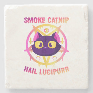 Rook Katnip Gegroet Lucipurr, Grappige Satanische Stenen Onderzetter