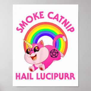 Rook Kattenkruid Hail Lucipurr, Grappige Satan Kat Poster