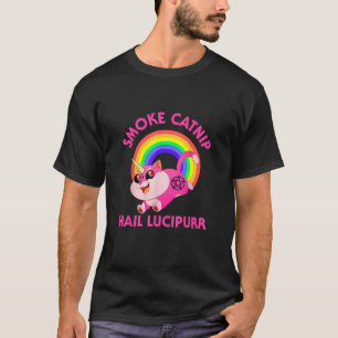 Rook Kattenkruid Hail Lucipurr, Grappige Satan Kat T-shirt