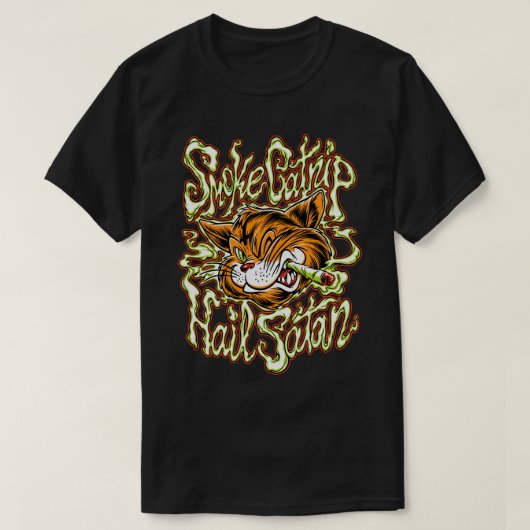 ROOK KATTENKRUID HAIL SATAN T-SHIRT (Design voorkant)