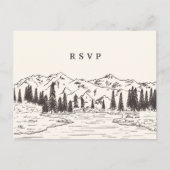 Rook | Mountain Sketch Wedding Meal Choice RSVP Briefkaart (Voorkant)