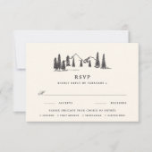Rook | Mountain Sketch Wedding Meal Choice RSVP Kaartje (Voorkant)