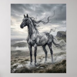 Rook Paard Windgeblazen Plateau Poster