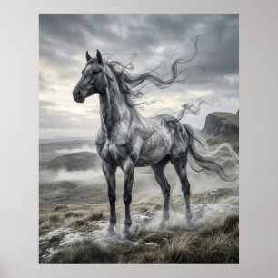 Rook Paard Windgeblazen Plateau Poster