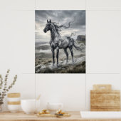 Rook Paard Windgeblazen Plateau Poster (Keuken)