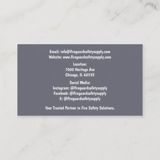 Rook & Rode Brandblusser Brandveiligheid Zaken Visitekaartje (Achterkant)