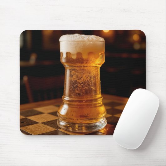 Rook Schaakstuk Bierglas Muismat (Met muis)
