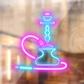 Rook Shop Faux Neon Signboard Hookah Pipe Raamsticker (Vel 2)