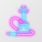 Rook Shop Faux Neon Signboard Hookah Pipe Raamsticker (Vel)