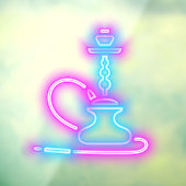 Rook Shop Faux Neon Signboard Hookah Pipe Raamsticker (Vel 3)