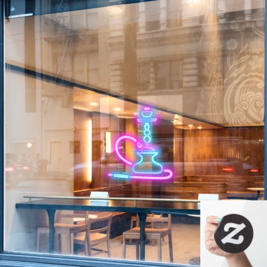 Rook Shop Faux Neon Signboard Hookah Pipe Raamsticker (Cafe Raam)