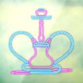 Rook Shop Faux Neon Signboard Hookah Pipe Raamsticker (Vel 3)