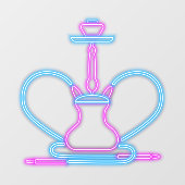 Rook Shop Faux Neon Signboard Hookah Pipe Raamsticker (Vel)
