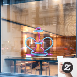Rook Shop Faux Neon Signboard Hookah Pipe Raamsticker