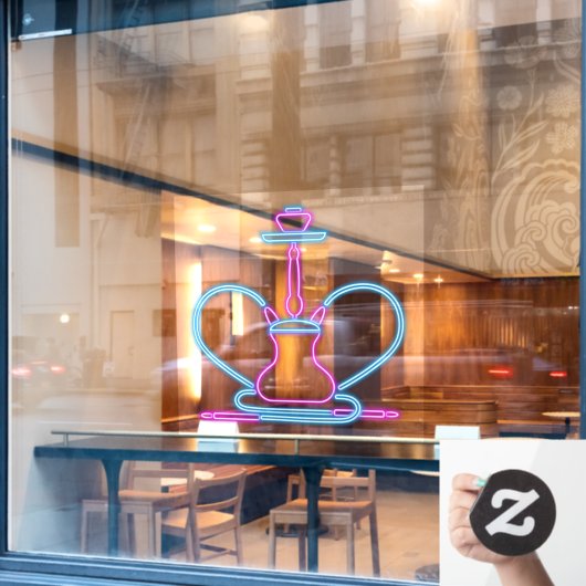 Rook Shop Faux Neon Signboard Hookah Pipe Raamsticker (Cafe Raam)