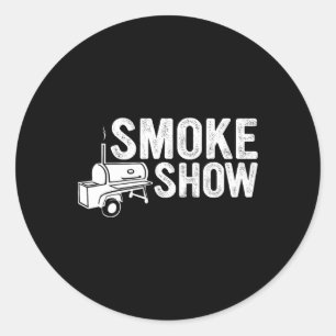 Rook Show Grappig BBQ Grillen Vlees Grill Verbrand Ronde Sticker