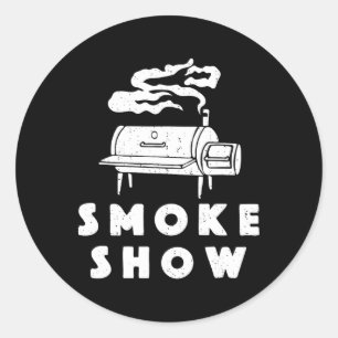 Rook Show Grappig BBQ Grillen Vlees Grill Verbrand Ronde Sticker