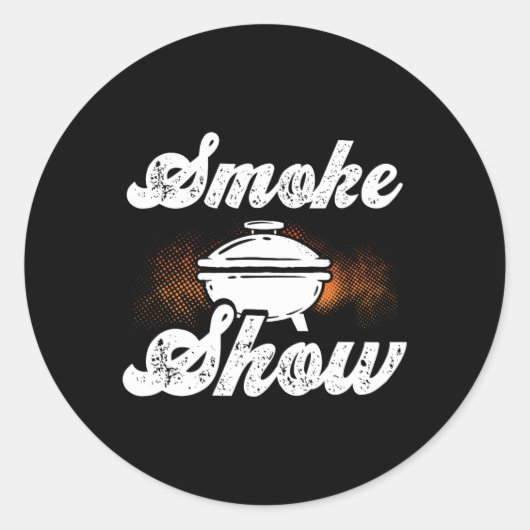 Rook Show - Grillen Roker Vlees Koken BBQ Gril Ronde Sticker (Voorkant)