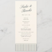 Rook Spruce Klassieke Script Pinstripe Bruiloft Programmakaart (Voorkant)