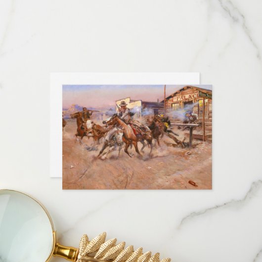 Rook van een. 45 door Charles Marion Russell Bedankkaart (Voorkant / Achterkant in situ)