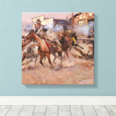 “Rook van een ‘45” van Charles M Russell Canvas Afdruk (Insitu (Houten vloer))