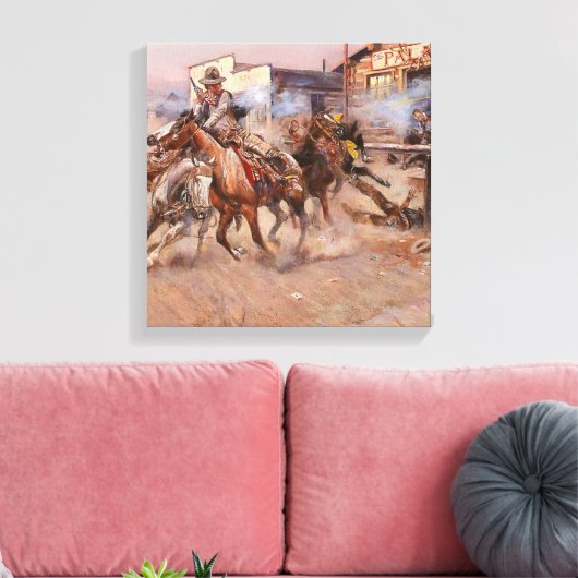 “Rook van een ‘45” van Charles M Russell Canvas Afdruk (Insitu (Woonkamer))